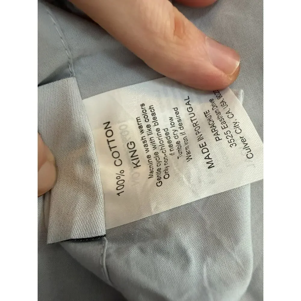 PARACHUTE Percale Cotton KING Pillow Sham Set(2) Light Gray $89 NWT